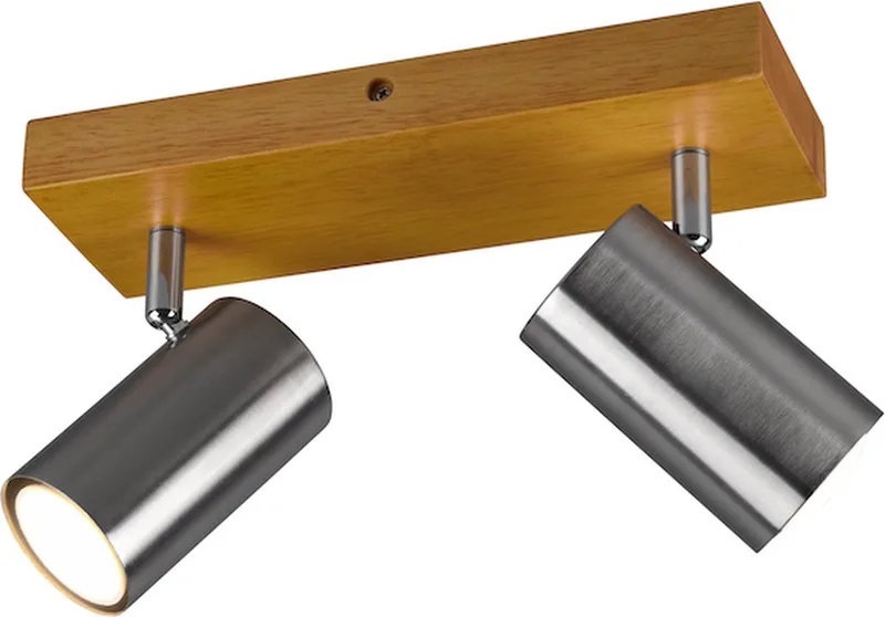 MARLEY - Spot - excl. 2x GU10 4,5W - Houten element de Trio en Nikkel mat – photo produit