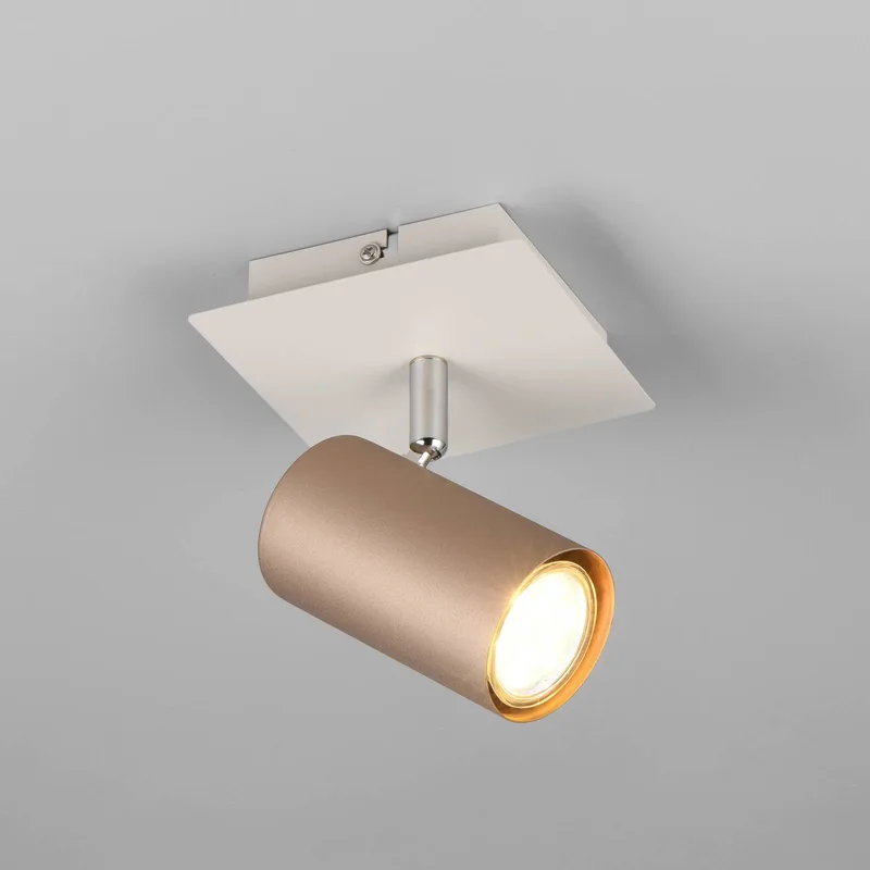 Marley wandspot, bruin/lichtgrijs, 12 x 12 cm, metaal von Trio in Koffiebruin, Hellgrau – Produktfoto