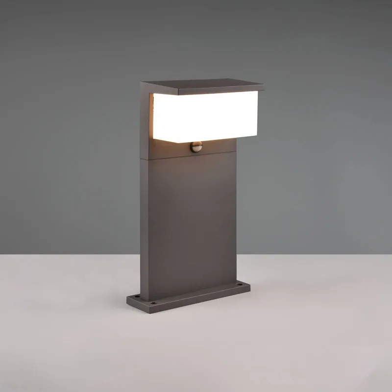 Nestos LED sokkellamp met bewegingsmelder, IP54 de Trio en Anthracite, Blanc – photo produit