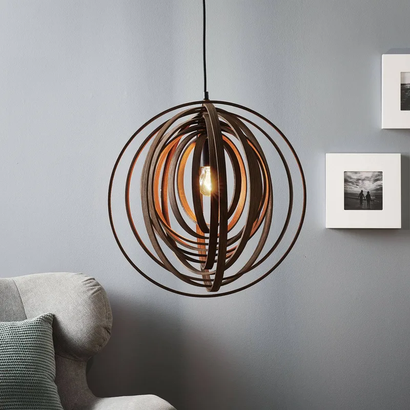 Ongebruikelijke hanglamp Boolan - bruine kap by Trio in Brown – product photo