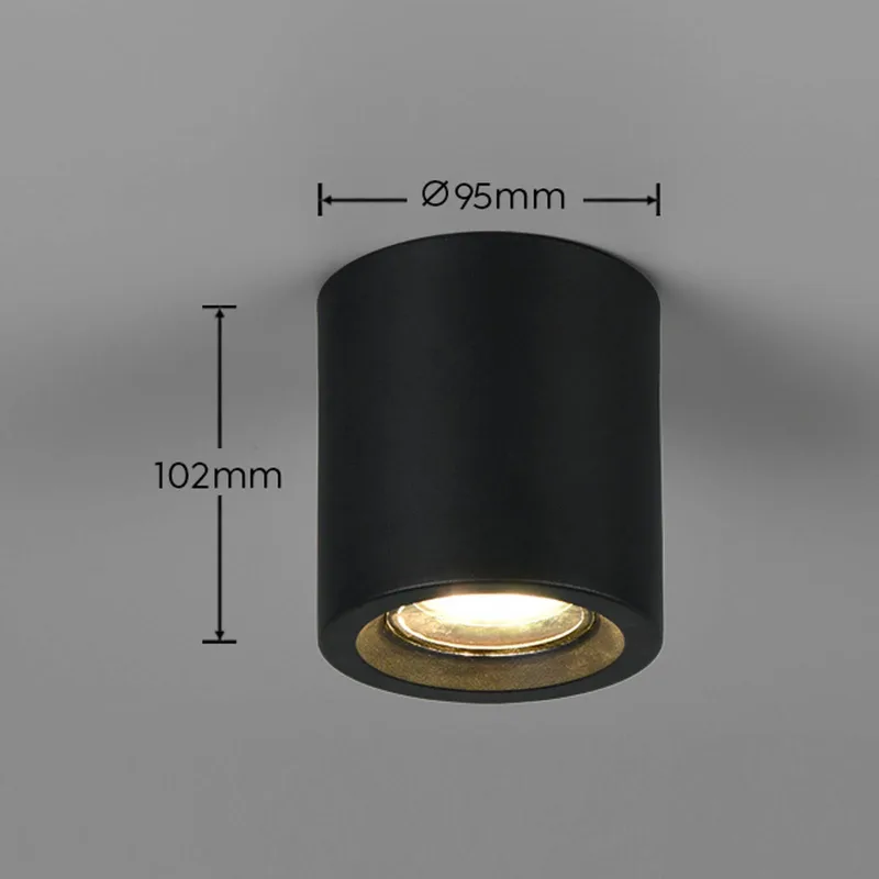Plafondlamp Biscotto, Ø 9,5 cm, metaal, IP44 fra Trio i Matzwart – produktbillede