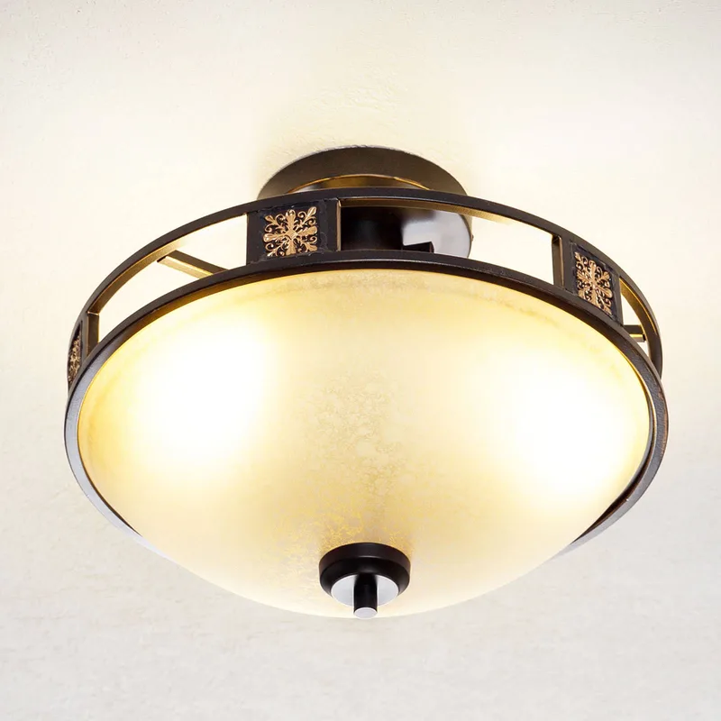 Plafondlamp Caecilia in antieke stijl, 42 cm de Trio en Albastcrème, Roestkleurig – photo produit
