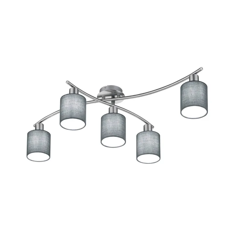 Loftslampe Garda - 5 lys med grå skærme fra Trio i Mat nikkel, Grå – produktbillede