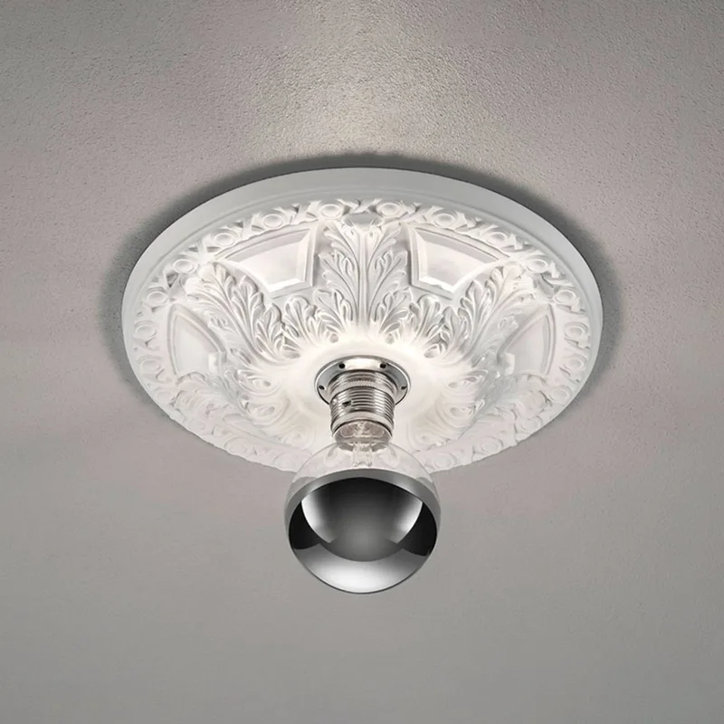 Plafondlamp Lilly, gips, stucwerklook Ø 30 cm de Trio en Blanc – photo produit