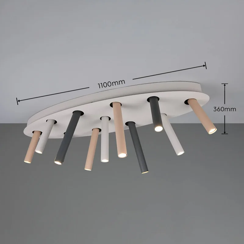 Plafondlamp Terloa, veelkleurig, lengte 110 cm, metaal, 11-lamps. van Trio in Kleurrijk – productfoto