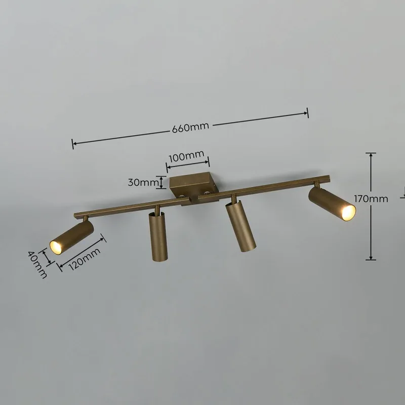 Plafondspot Dara, lengte 66 cm, platinakleurig metaal, 4-lamps. by Trio in Platina – product photo