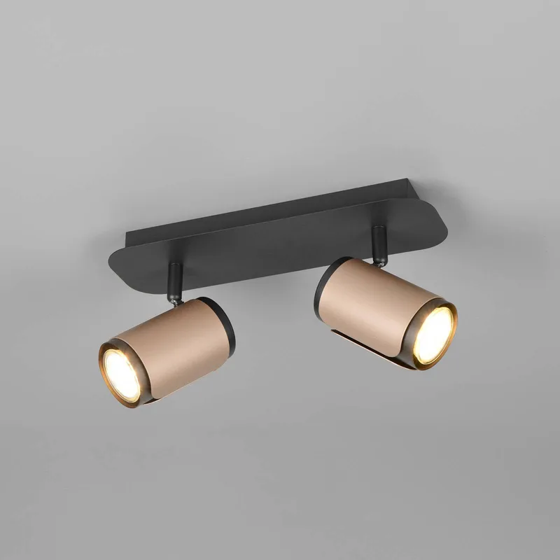 Plafondspot Gillan, coffee, 2-lamps, metaal, GU10 de Trio en Koffiebruin, Noir – photo produit