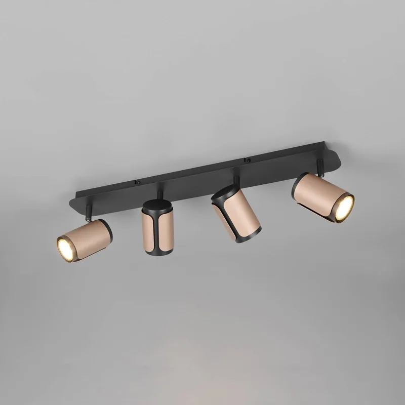 Plafondspot Gillan, coffee, 4-lamps, metaal, GU10 de Trio en Koffie bruin, Noir – photo produit