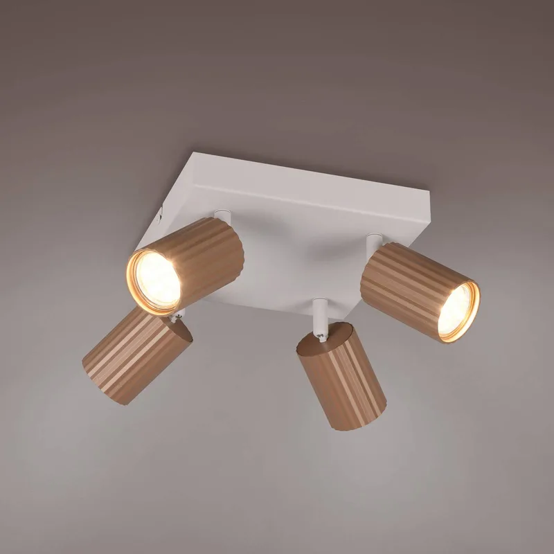 Plafondspot Soka, bruin/grijs, lengte 20 cm, metaal, 4-lamps. van Trio in Bruin, Grijs – productfoto