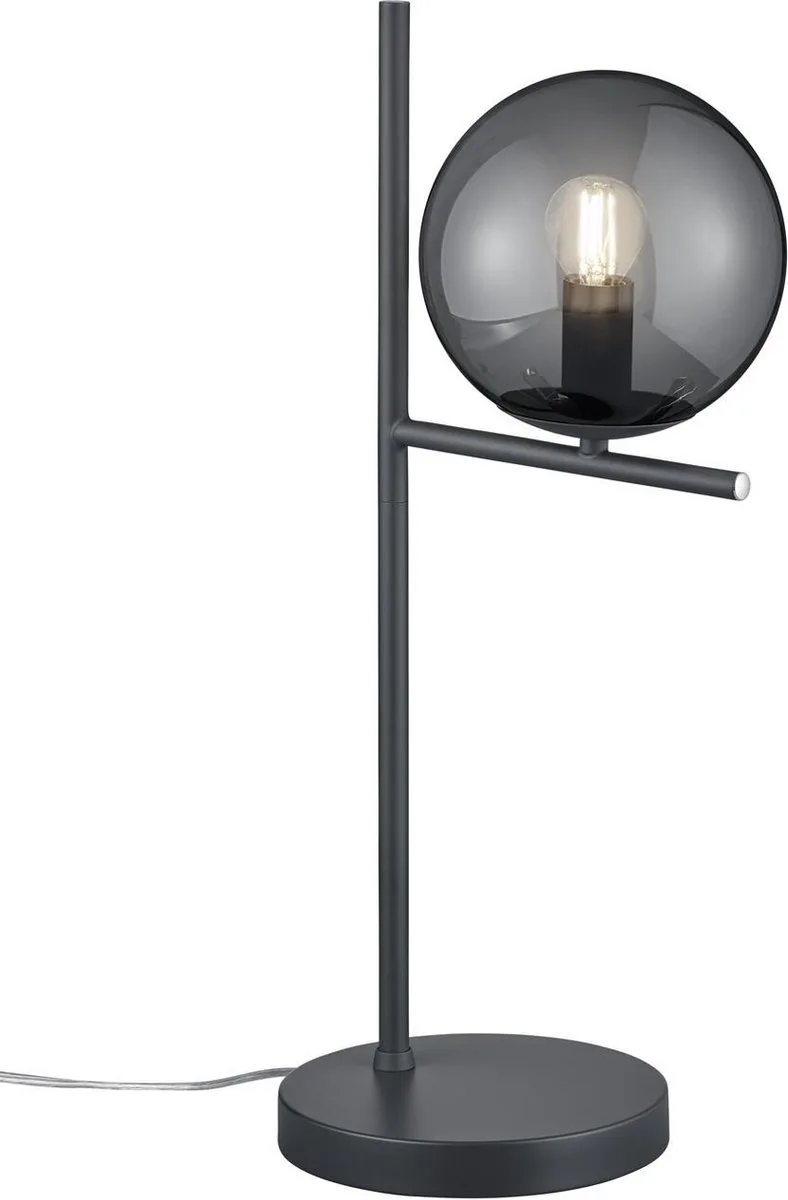 PURE - Tafellamp - Antraciet - excl. 1x E14 28W - Rookkleurig glas de Trio en Zwart mat – photo produit