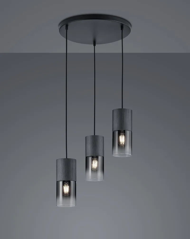 ROBIN - Hanglamp - mat - excl. 3x E27 28W fra Trio i Sort – produktbillede