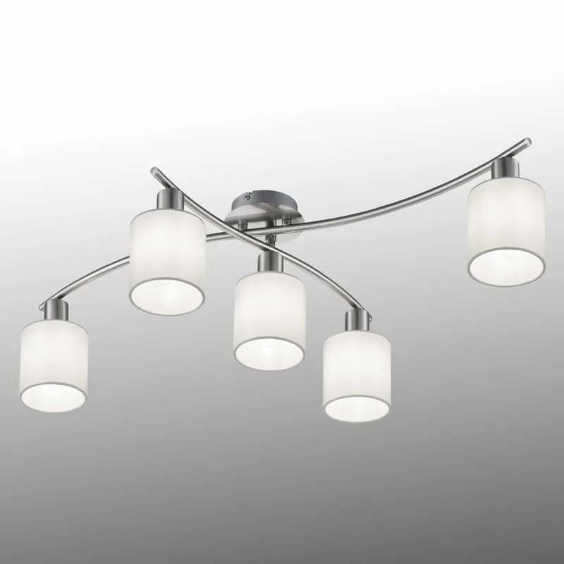 Schirme aus weißem Stoff - Deckenlampe Garda de Trio en Nickel matt, Blanc – photo produit