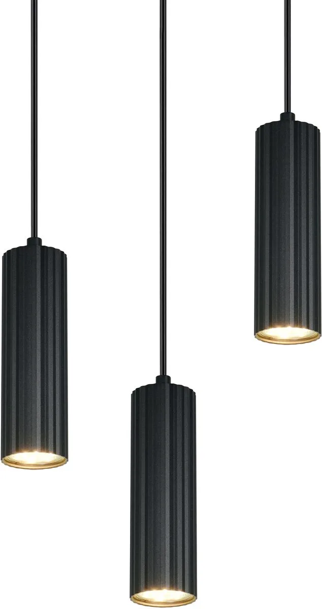 SOKA - Hanglamp - excl. 3x GU10 5 W - Plafondbevestiging - In hoogte verstelbaar de Trio en Zwart mat – photo produit