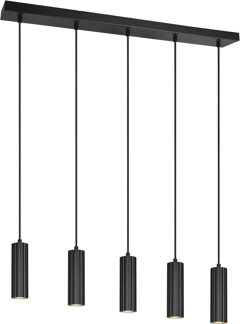 SOKA - Hanglamp - excl. 5x GU10 5 W - Plafondbevestiging - In hoogte verstelbaar de Trio en Zwart mat – photo produit