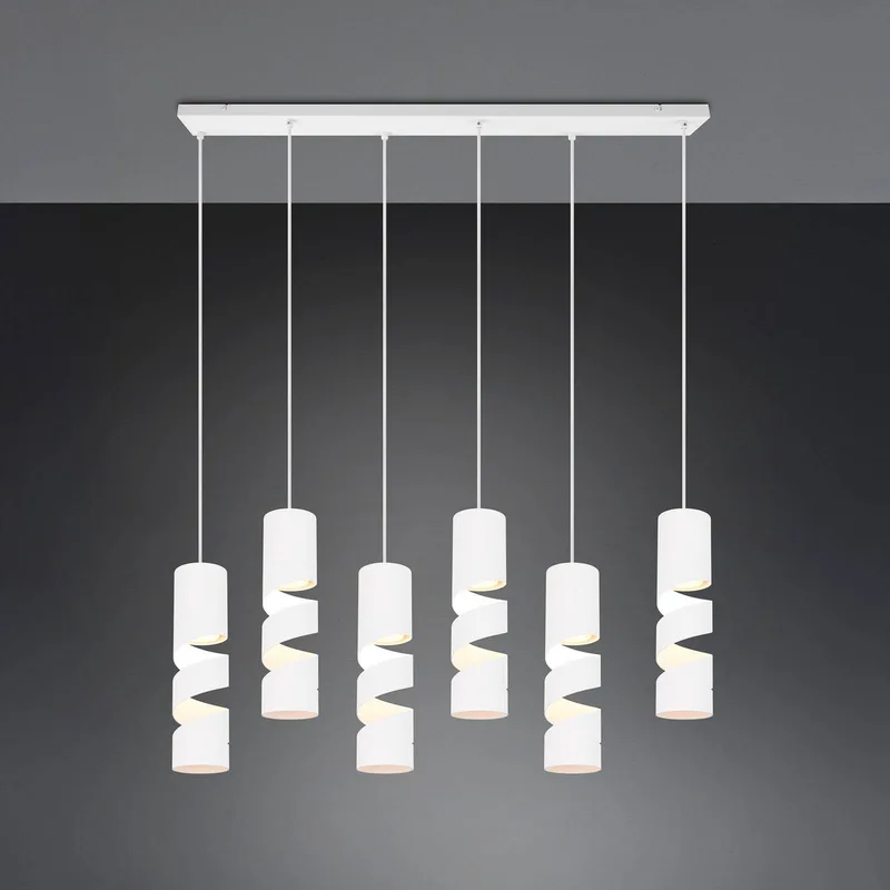 Stream hanglamp, Lengte 100 cm 6-lamps metaal GU10 fra Trio i Hvid – produktbillede
