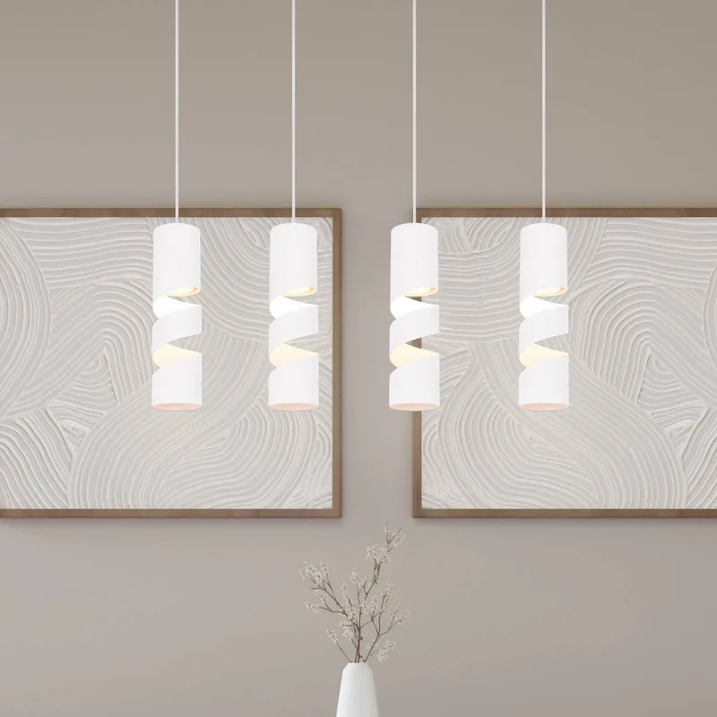 Stream hanglamp, lengte 80 cm 4-lamps metaal GU10 de Trio en Blanc – photo produit