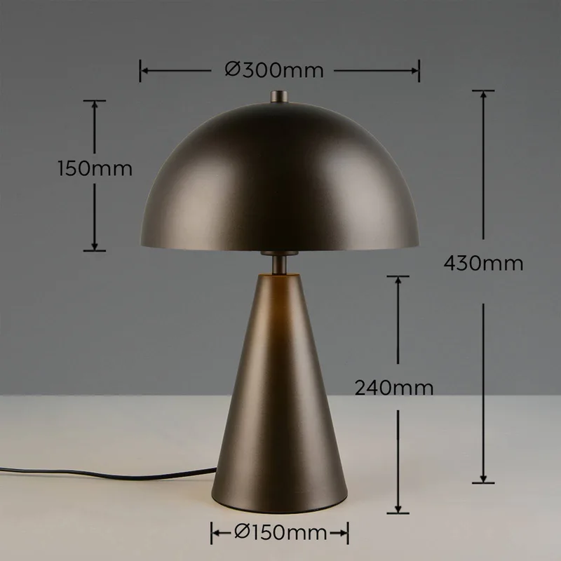 Tafellamp Alfie, platinakleurig, hoogte 43 cm, metaal, E27 de Trio en Platina – photo produit