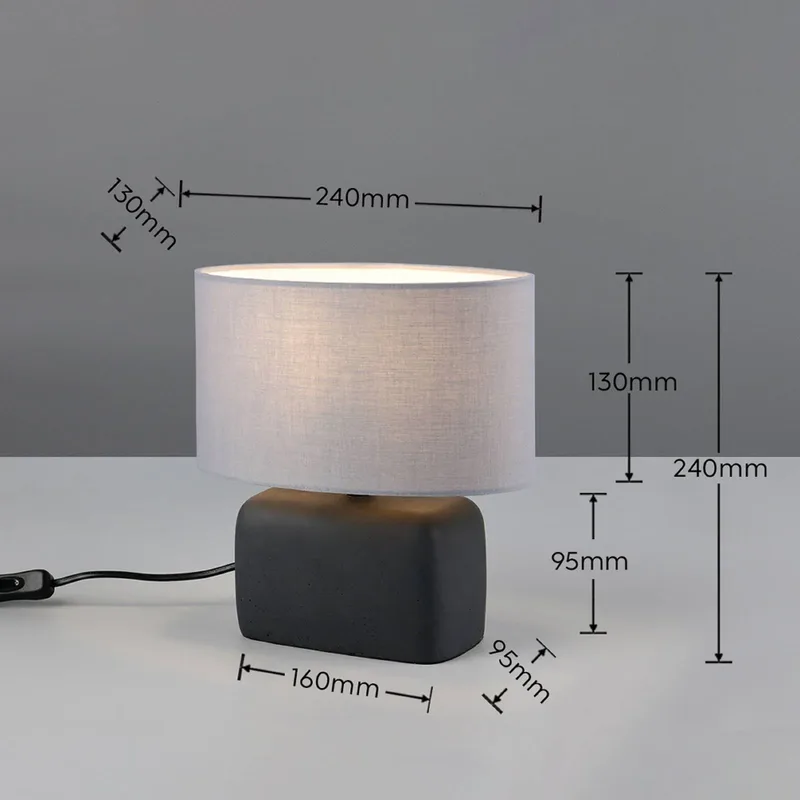 Tafellamp Livare, hoogte 24 cm, grijs/zwart, beton/stof von Trio in Grau, Schwarz – Produktfoto