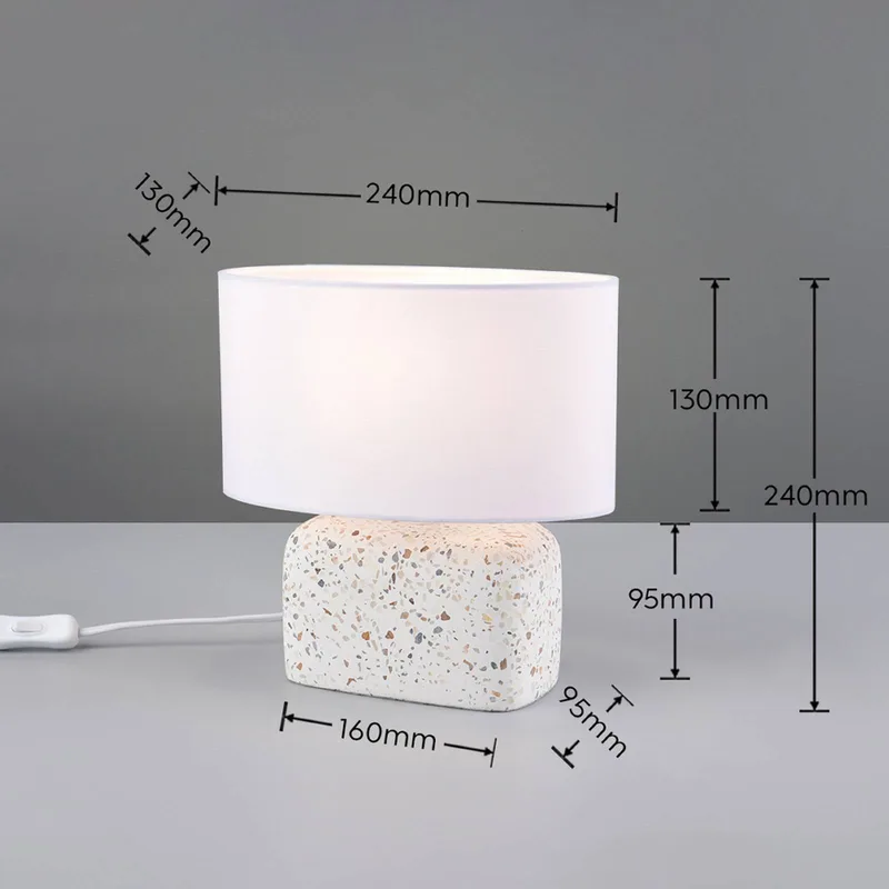 Tafellamp Livare, hoogte 24 cm, wit/kleurrijk, beton/stof från Trio i Vit, Bont – produktbild