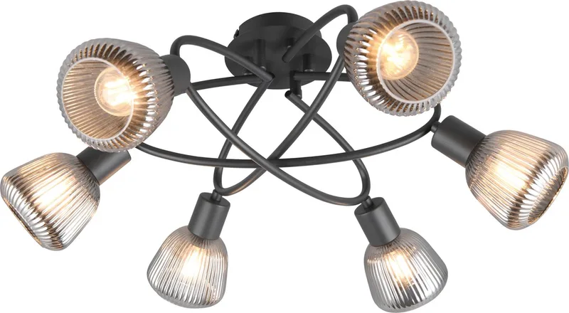 TARIFA - Plafondlamp - excl. 6x E14 4 W - Plafondbevestiging fra Trio i Zwart mat – produktbillede