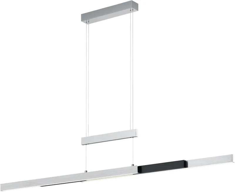TRAJAN - Hanglamp - Zwart mat - incl. 1x SMD 45W - Hoogte en lengte verstelbaar - Touch dimmer - Traploos instelbare lichtkleur - Verlichting omhoog en omlaag fra Trio i Aluminium geborsteld – produktbillede