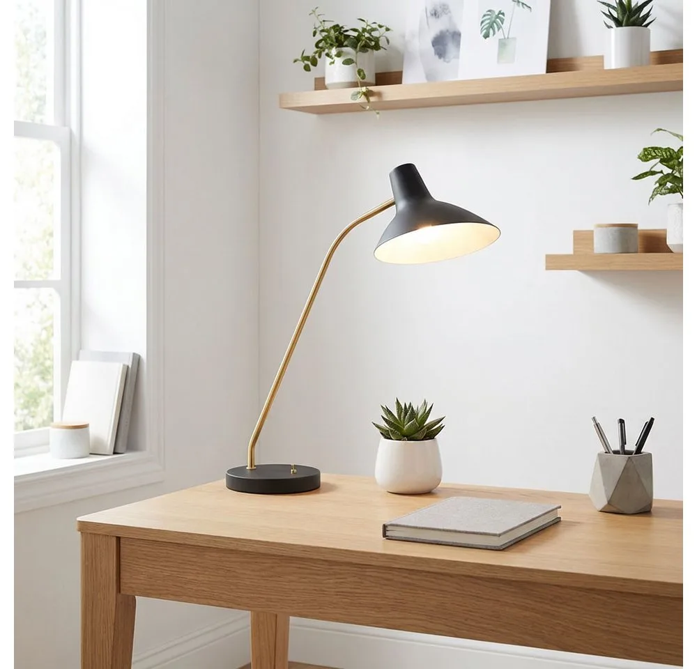 TRAVELLER - Tafellamp - Bureaulamp - excl. 1x E27 4 W - Flexibel de Trio en Zwart-goud – photo produit 5 sur 5