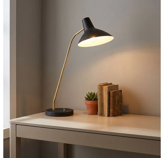 TRAVELLER - Tafellamp - Bureaulamp - excl. 1x E27 4 W - Flexibel de Trio en Zwart-goud – photo produit 4 sur 5