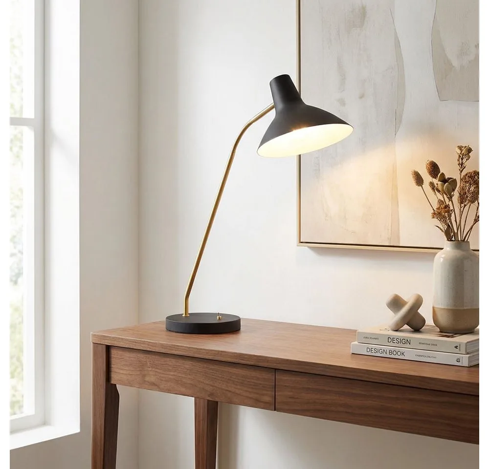 TRAVELLER - Tafellamp - Bureaulamp - excl. 1x E27 4 W - Flexibel de Trio en Zwart-goud – photo produit 3 sur 5
