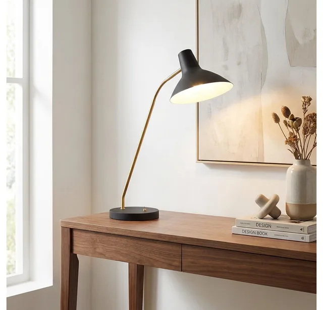 TRAVELLER - Tafellamp - Bureaulamp - excl. 1x E27 4 W - Flexibel de Trio en Zwart-goud – photo produit 3 sur 5