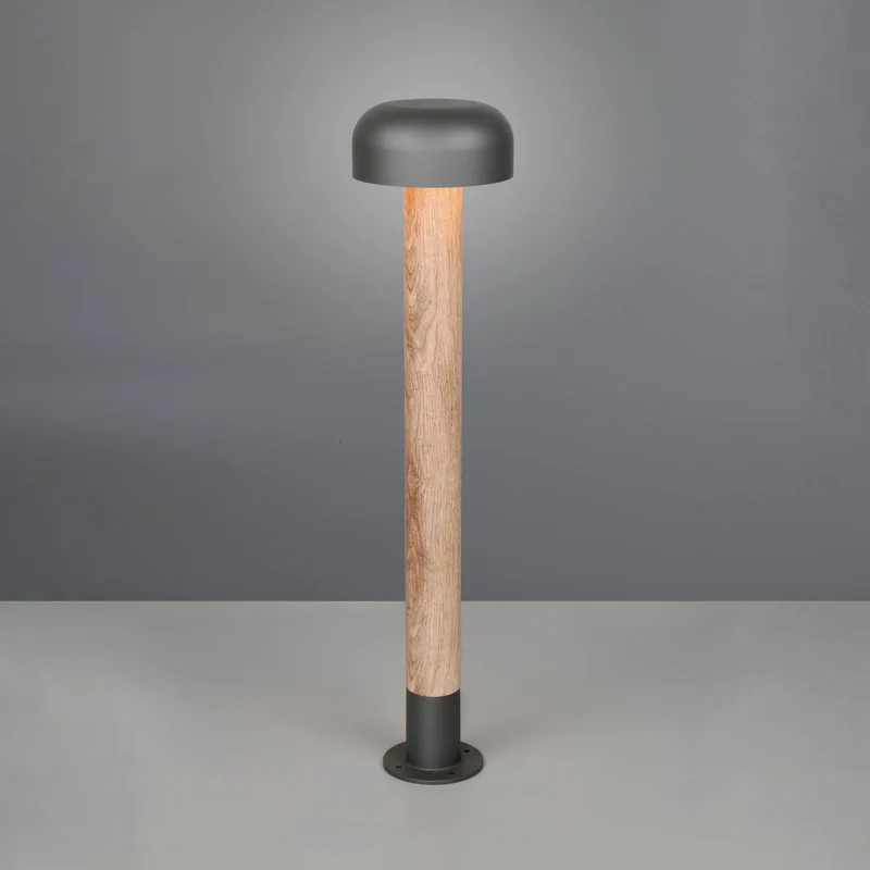 Tuinpadverlichting FRASER, houtlook, hoogte 85 cm, metaal, IP54 de Trio en Hout – photo produit
