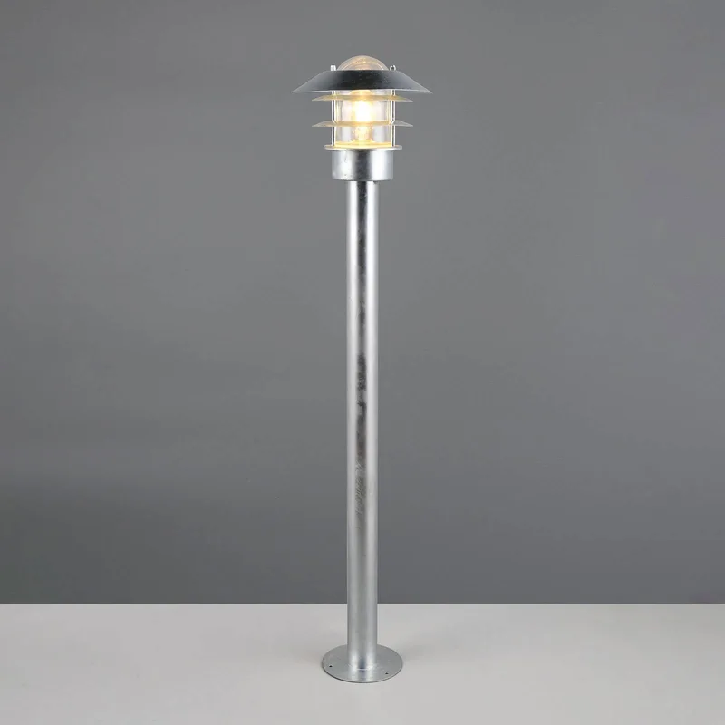 Tuinpadverlichting Ruvuuma, zinkkleurig, hoogte 100 cm, metaal, IP44 fra Trio i Zink, Helder – produktbillede