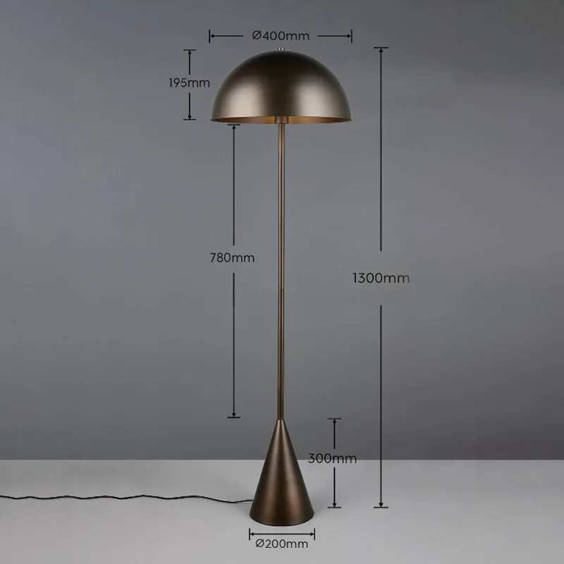 Vloerlamp Alfie, platinakleurig, hoogte 130 cm, metaal, E27 de Trio en Platina – photo produit