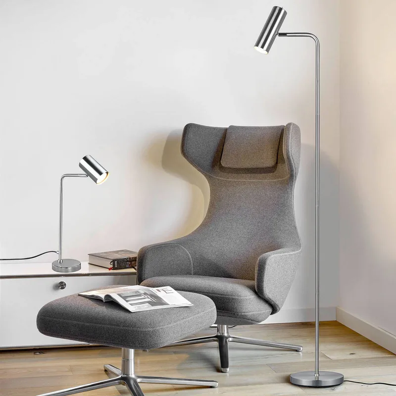 Vloerlamp Marley, nikkel, hoogte 151 cm, metaal van Trio in Mat nikkel – productfoto