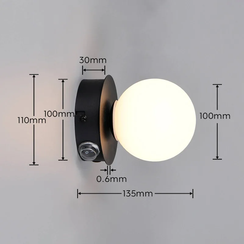 Wandlamp Alfio, Ø 11 cm, matzwart, metaal/glas, IP44 van Trio in Matzwart, Wit – productfoto