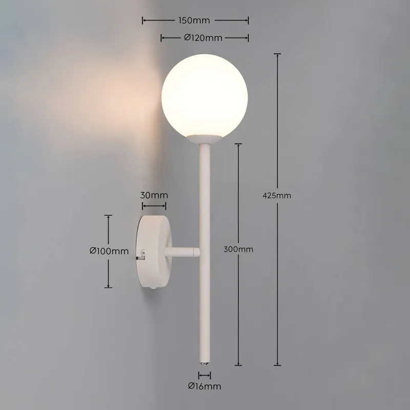 Wandlamp Firano, grijs, hoogte 42 cm, metaal de Trio en Gris, Blanc – photo produit