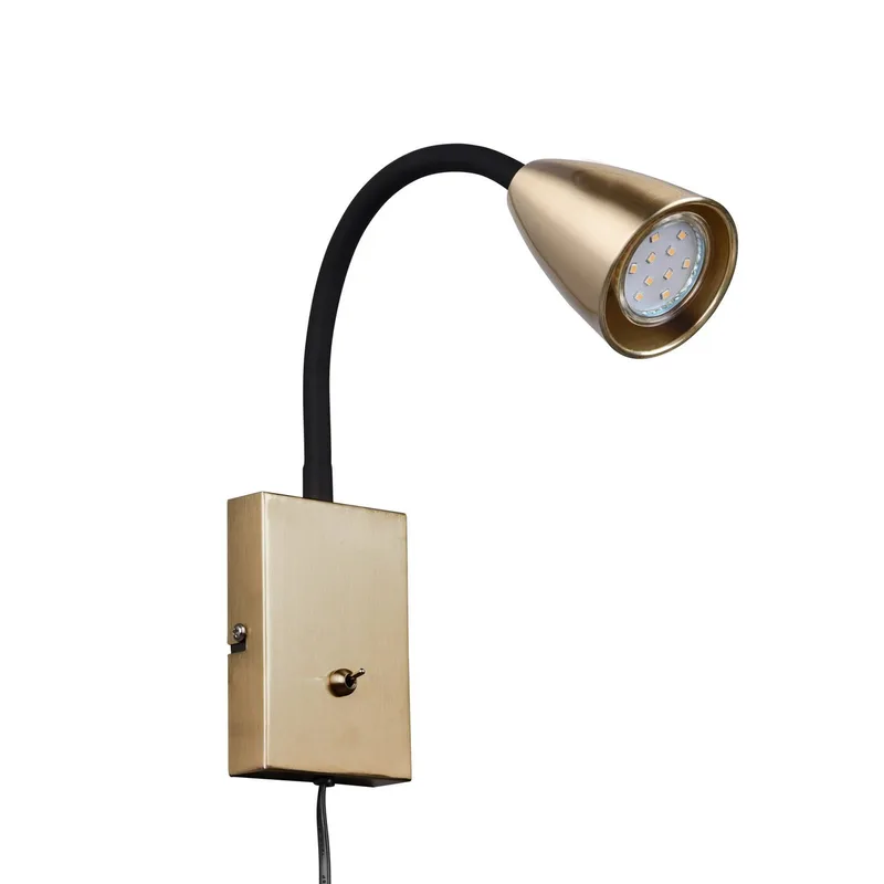 Wandlamp Wanda met stekker von Trio in Mat messing – Produktfoto