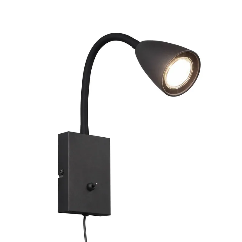 Wandleuchte Wanda mit Stecker, schwarz matt von Trio in Zwart mat – Produktfoto