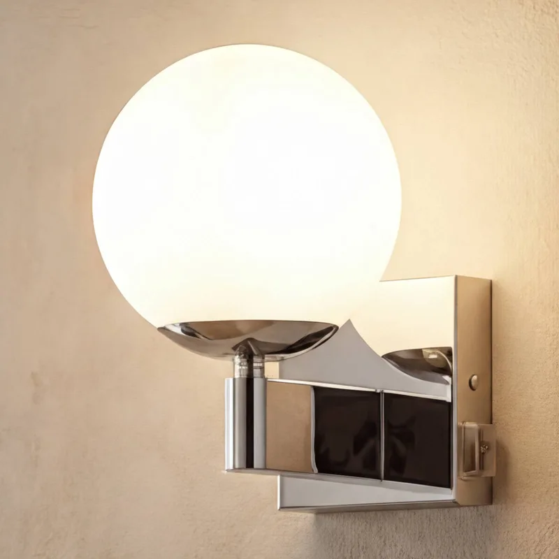 Lighting Vägglampa Kula för badrummet glasskärm IP44 krom von Trio in Chrom, Opalweiß – Produktfoto