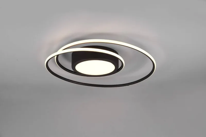 YAVA - Plafondlamp - incl. 1x SMD 56W - Afstandsbediening - Geintegreerde dimmer - Traploos instelbare lichtkleur - Niet geschikt voor externe dimmer - Lichtbron niet vervangbaar by Trio in Zwart mat – product photo
