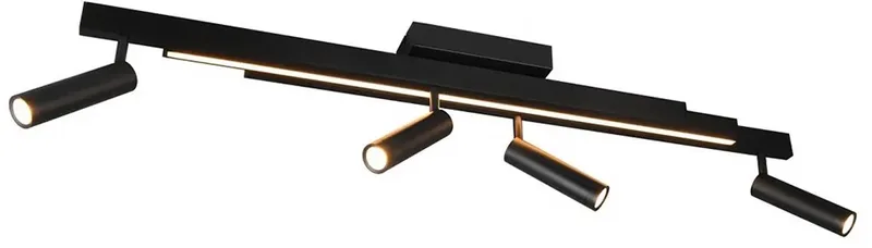 ZENO - Plafondlamp - incl. 4x SMD 5,5 W - Licht apart schakelbaar - Afstandsbediening - Geintegreerde dimmer - Traploos instelbare lichtkleur - Plafondbevestiging - Niet geschikt voor externe dimmer - Geheugenfunctie - Uitschuifbaar by Trio in Zwart mat – product photo