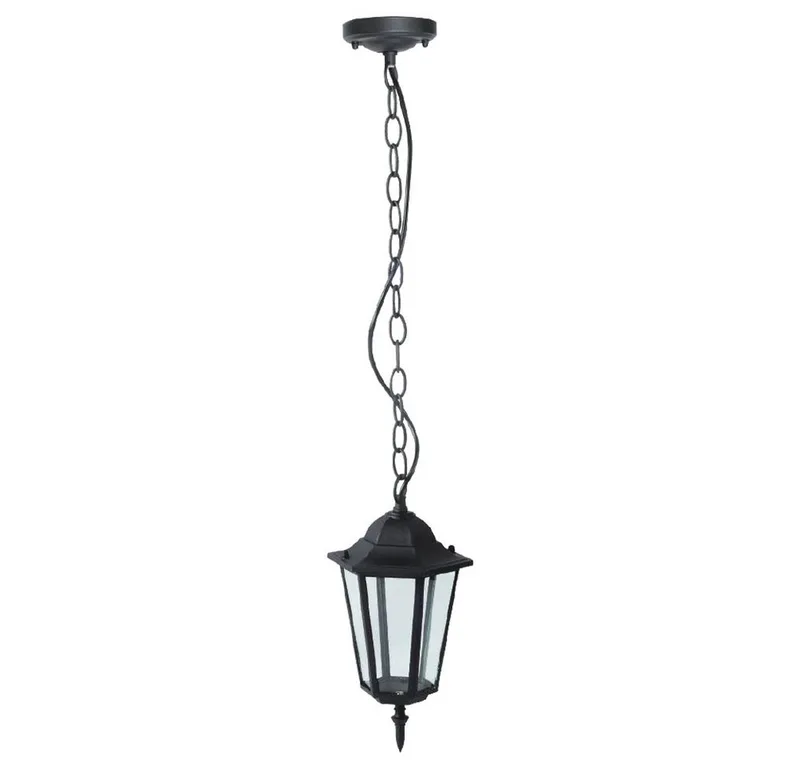Außen-Deckenleuchte, Leuchtmittel inklusive, Warmweiß, Pendel Laterne Garten Decken Leuchte Balkon ALU Hänge Lampe im från V-TAC i Svart – produktbild
