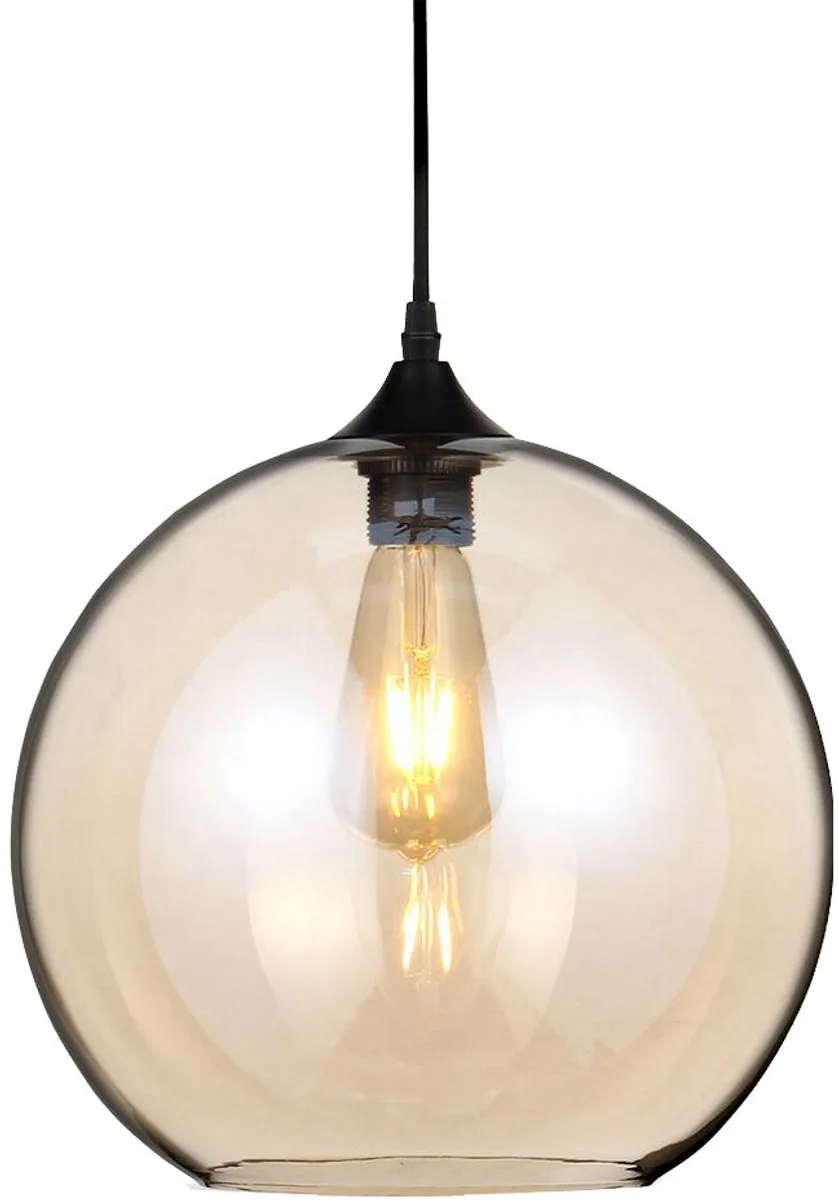 Bollamp hanglamp hanglamp eetkamer, metaal zwart glas amber bolvorm, 1x E27 fitting, DxHxL 30x28x100 cm de V-TAC en Orange – photo produit