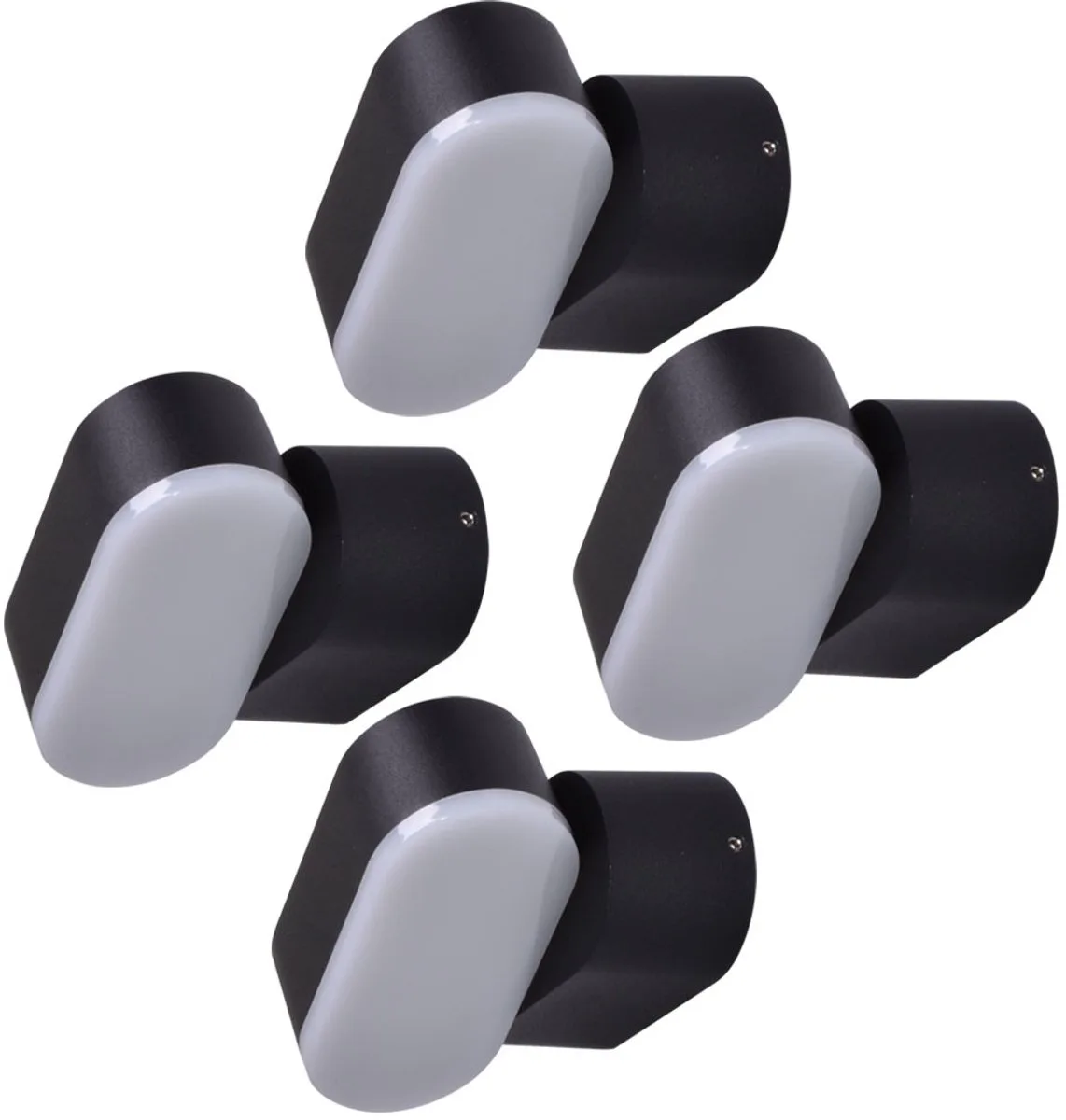 Buiten wandlamp LED wandlamp tuin verstelbaar, aluminium kunststof, 6W 660lm warm wit, BxH 11x9.6 cm, set van 4 från V-TAC i Svart – produktbild