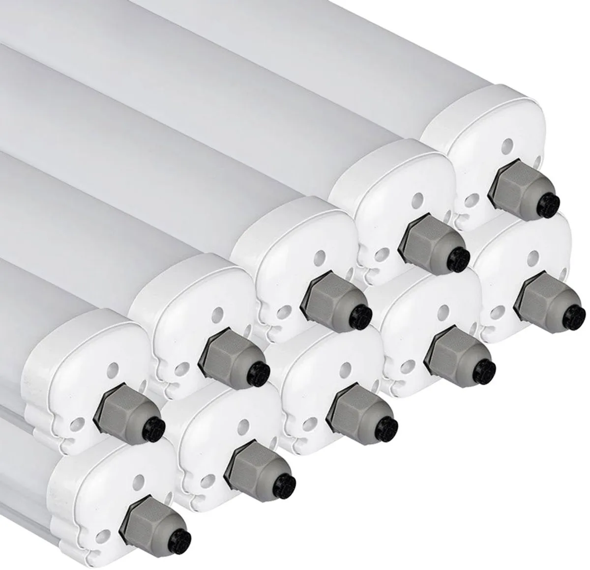 Diffuser licht vochtbestendige LED kelderlamp 120cm plafondlamp, 2880lm koel wit 6400K IP65 geschikt voor vochtige en natte ruimtes, set van 8 fra V-TAC i Grå – produktbillede