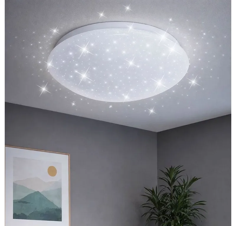 LED Deckenleuchte, LED-Leuchtmittel fest verbaut, Kaltweiß, LED Deckenleuchte Rund Metall Sternenhimmel Effekt de V-TAC en Blanc – photo produit