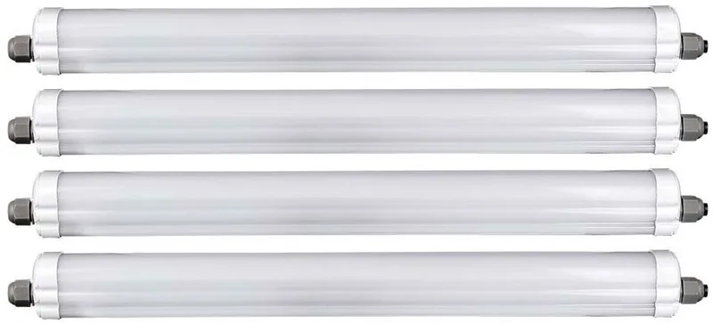 LED diffusor licht vochtbestendig licht garage licht hal licht plafondlamp, wit kunststof, waterstraal-beschermd, 18W 2160lm 4000K neutraal wit, L 60 cm, set van 4 de V-TAC en Blanc – photo produit