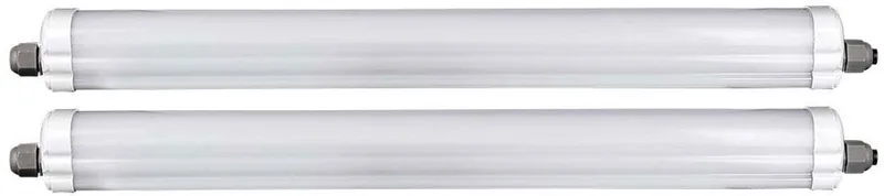 LED diffusor licht vochtbestendig licht garage licht hal licht plafondlamp, wit kunststof, waterstraal-beschermd, 18W 2160lm 4000K neutraal wit, L 60 cm, set van 2 fra V-TAC i Hvid – produktbillede