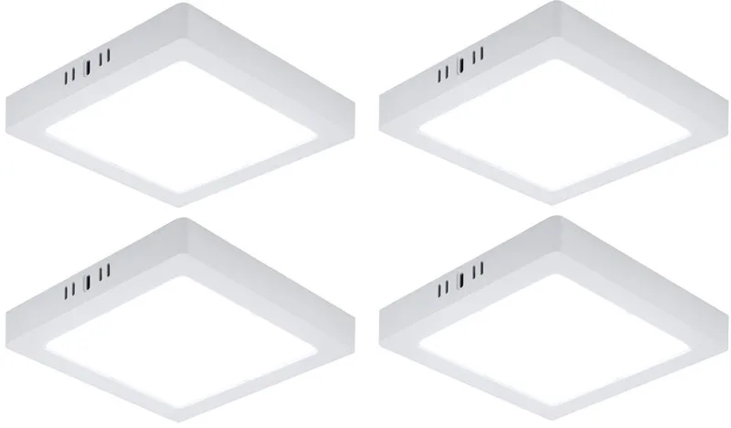 LED plafondlamp woonkamerlamp ganglamp opbouw paneel vierkante keukenlamp, wit kunststof, 18W 1980lm 6500K koel wit, L 21,4 cm, set van 4 von V-TAC in Weiß – Produktfoto