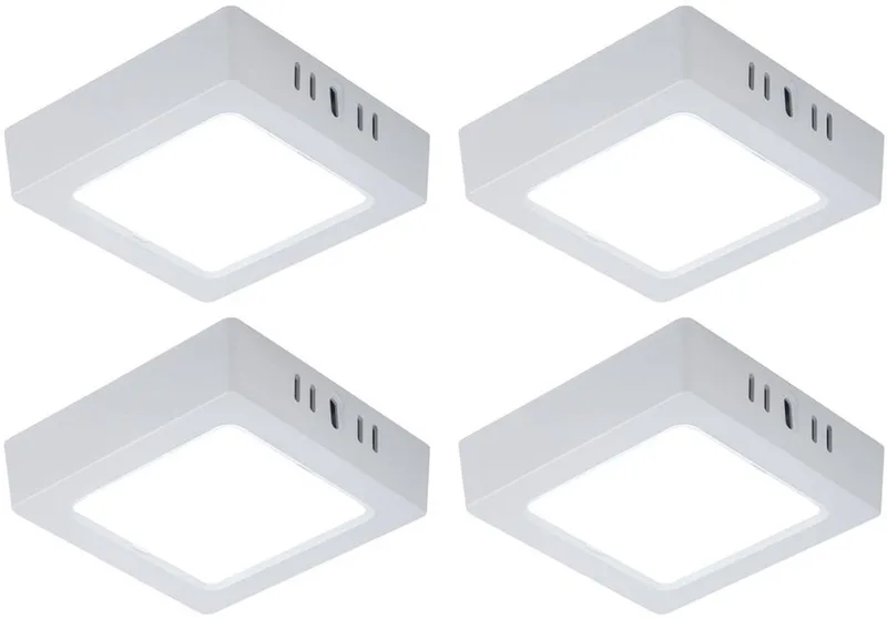LED plafondlamp woonkamerverlichting halverlichting opbouw paneel vierkante keukenlamp, wit kunststof, 6W 660lm 6500K koel wit, L 12 cm , set van 4 de V-TAC en Blanc – photo produit