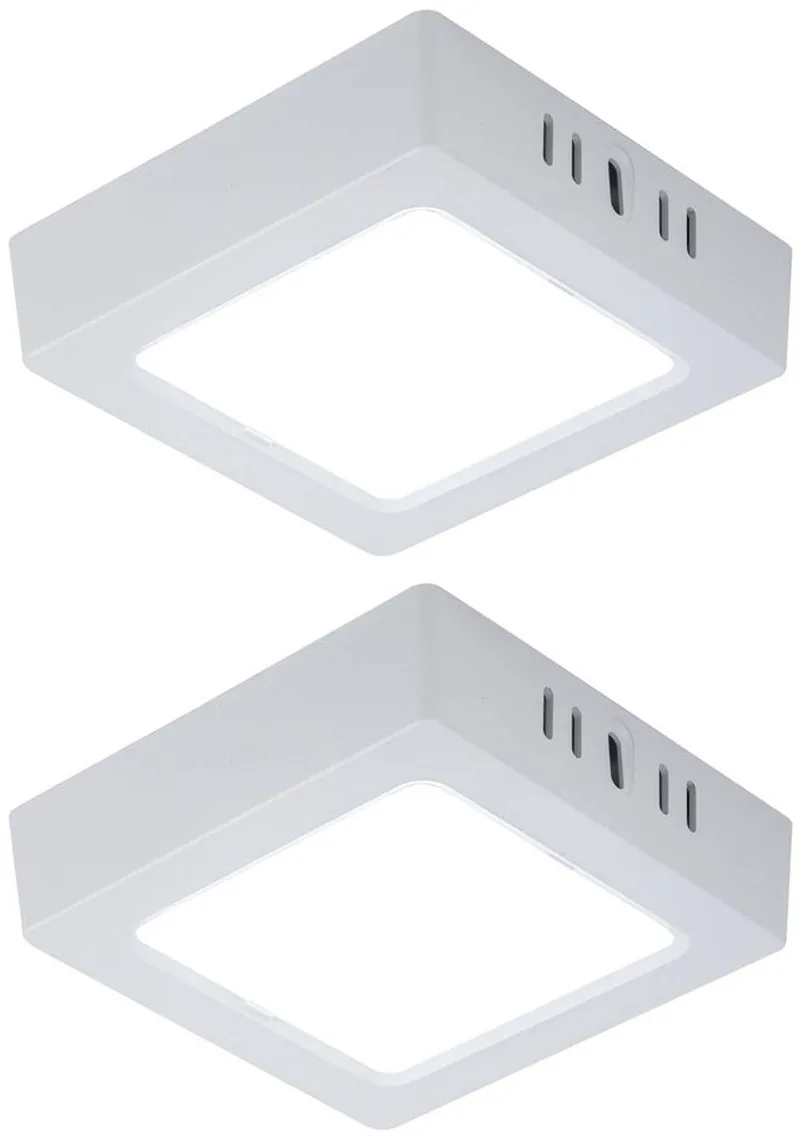 LED plafondlamp woonkamerverlichting halverlichting opbouw paneel vierkante keukenlamp, wit kunststof, 6W 660lm 6500K koel wit, L 12 cm , set van 2 de V-TAC en Blanc – photo produit